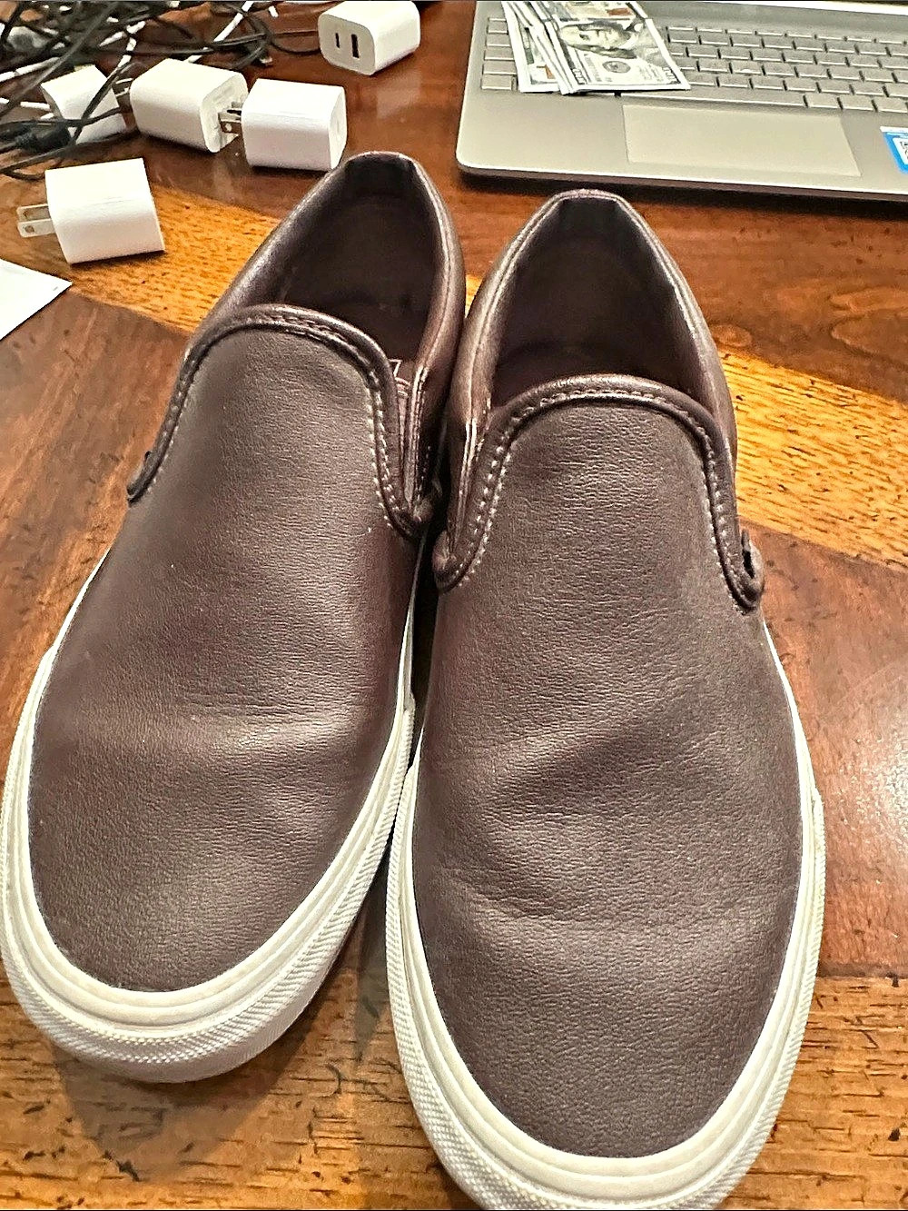 Vans Classic Slip-On Leather Brown Sneakers